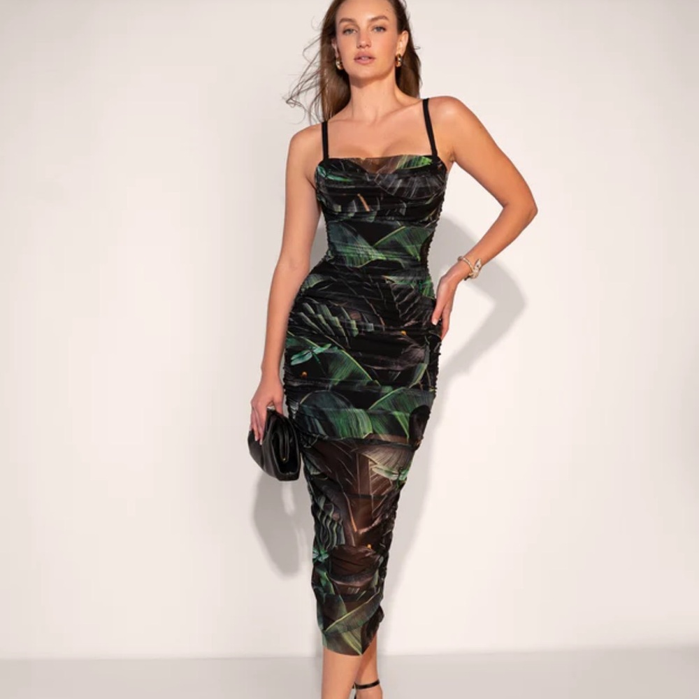 Ta3 Mesh Column Dress in Black Lily NWT $248